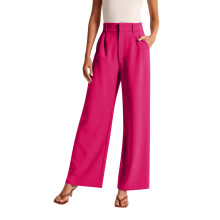 Women Wide Leg Pants for Women Work Business Casual High Waisted Dress Pants Flowy Trousers Office Pants for Women Hot Pink XXXXL
