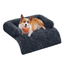 Feandrea FluffyHug Dog Sofa Bed, Dog Sofa Cover, Calming Dog Bed, L, for Medium Dogs, 95 x 85 x 16 cm, Dark Grey PGW222G02