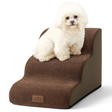 COZY KISS Dog Stairs for Small Dogs, Curved Pet Step with Leakproof Cover, High Density Foam Cat Ramp for Bed or Sofa, Lightweight, Durable, Comfort,
