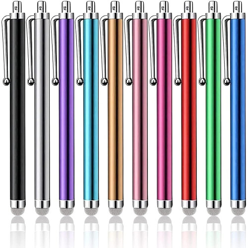 Confezione da 10 penne stilo capacitive universali compatibili con iPad, iPhone, Kindle e tablet resistenti.