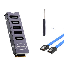 M.2 NVMe naar SATA III-converterkaart met 5 poorten en metalen behuizing