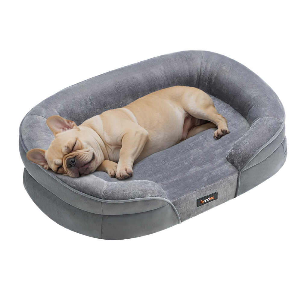 Feandrea Dog Bed, Medium Orthopaedic Dog Sofa Bed, 76 X 51 X 18 Cm, Egg Crate Foam, Waterproof Liner, Raised Edges, Removable And Machine Washable