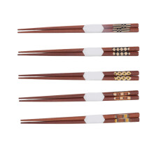 Natural Wooden Chopsticks 5 Pairs Red Sandalwood Eco Handcrafted Grooved Design