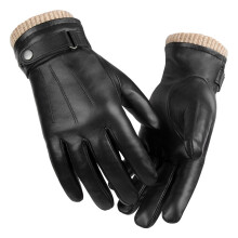 Winterhandschoenen van schapenvachtleer voor autorijden en fietsen - Zwart B-paar met Koreaans design van hoge kwaliteit, plus winddichte fleece