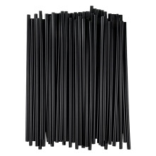 Canudos de plástico retos pretos, 100 unidades