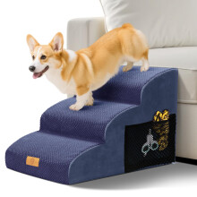 Thihome Dog Stairs for Small Dogs, 3 Step Non-Slip Dog Steps for Bed, Old Injured Pets Friendly, 30D High Density Foam Pet Ramp with Washable Cover,