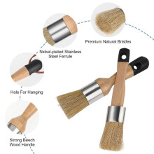 2 Pack Chalk Paint Brush, Chalk and Wax Paint Brush Chalk Paint Tool for Furniture Reusable Flat and Round
