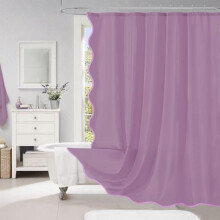 Paarse douchegordijn met geschulpte rand, 72x84 inch, waterdicht.