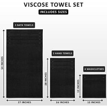 Ensemble de 8 serviettes de luxe rayées en coton viscose 600 g/m²