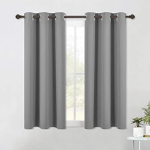 Blackout Bedroom Curtains, Thermal Insulated Microfiber Drapery Panels with Solid Ring Top, 2 Panels (42"x54", Silver Grey), Compatible with Small