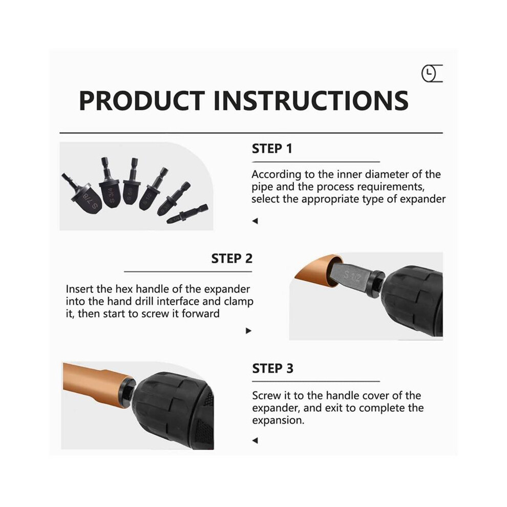 7Pcs Manual Copper Pipe Swaging Tool Drill Bit,6Pcs Pipe Expander Drill Bit 5 In 1 Air Conditioner Copper Pipe Expander 4711221141392