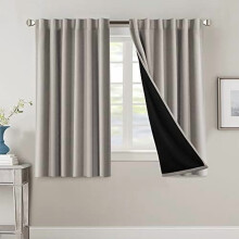 100% Blackout Curtains with Black Liner, Thermal Insulated, Back Tab/Rod Pocket, 54" Long, 2 Panels, Warm Taupe – Compatible with standard rods