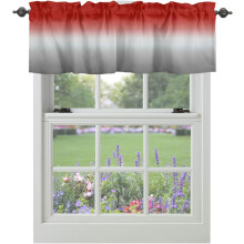 Sárga és szürke ombre konyhai karnis, 42x12", színátmenetes ablakkarnis konyhába/fürdőszobába/nappaliba – kompatibilis a standard rudakkal