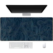 Veľká predĺžená podložka pod myš 84,5 cm x 29,8 cm, protišmyková podložka pod stôl so šitými okrajmi a dizajnom topografickej mapy