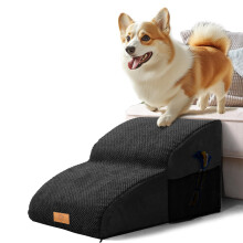 Masthome Dog Steps for Sofa Bed, 2-Step Gentle Dog Stairs with High Density Foam, Non-Slip Dog Ramp with Washable Cover, Pet Steps for Small Dogs and