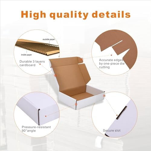 Pacote com 50 caixas de envio brancas dobráveis, 15 x 10 x 5 cm (6 x 4 x 2 polegadas) 1