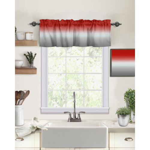 Cortina de cozinha em degradê amarelo e cinza, 42x12 polegadas (107x30 cm), para cozinha, banheiro e sala de estar – Compatível com varões 1
