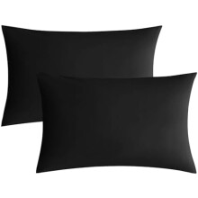 Conjunto de 2 fronhas tamanho King, 100% algodão lavado, 50 x 90 cm, estilo envelope, pretas, macias e respiráveis (travesseiros não incluídos).