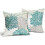 Capas de almofada para exterior Teal 24x24 polegadas (conjunto de 2) – Design de corais e estrelas-do-mar com inspiração costeira oceânica, 1
