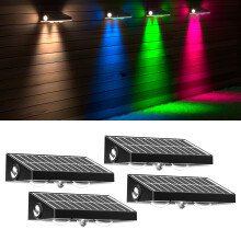 RGB-wandlampen op zonne-energie, 3 standen, IP65 waterdicht, geschikt voor tuin/terras/erf/veranda, set van 4