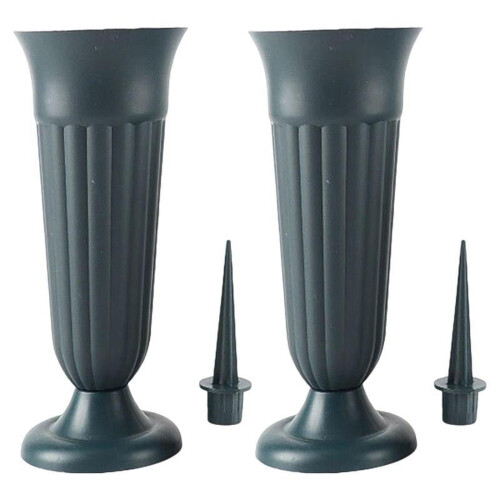 Vaso funerário com estaca e base para arranjos florais em lápides memoriais. 1