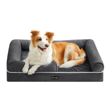 Feandrea Orthopedic Dog Bed, Dog Sofa with Sides, Removable Washable Cover, 91 x 68 x 18 cm, Non-Slip Bottom, Dark Grey PGW076G01V1
