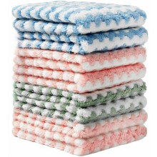 Lot de 8 chiffons de nettoyage en microfibre (25 x 30 cm), absorbants, sans traces, non pelucheux, réutilisables et lavables, couleurs assorties
