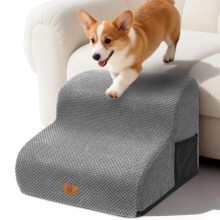 Pawchop Dog Steps for Bed, 2-Step Dog Steps for Sofa, Waterproof Pet Ramp with Non-Slip Removable Cover, High Density Foam Dog Stairs for Small Older