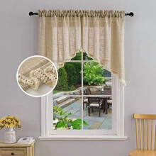 Beda Home Tassel lenvászon függöny karnis, fényszűrő rusztikus felsőrész kis ablakokhoz, rúdzsebbel (taupe 36x36", 2 db)