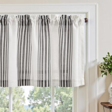 Mantovana per tenda in lino a righe, filtrante luce, asta da 40 cm