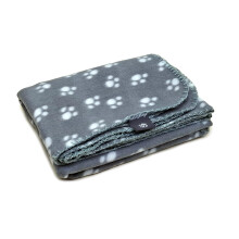 Danish Design Essentials Polar Dog Blanket Silver 75x100cm ? Paw Print Patter, Soft & Machine Washable Blanket for Dogs