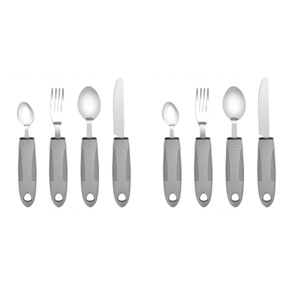 8Pcs Adaptive Utensils for Hand Tremors, Easy-Grip Handles, Weighted Silverware Compatible with Parkinson's