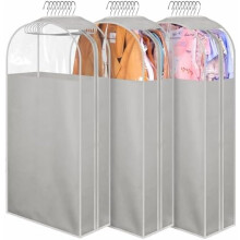 Transparente Kleidersäcke aus PEVA mit 25 cm breiten Seitenfalten, 127 cm Länge, 3er-Pack