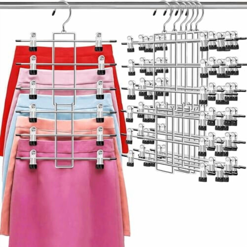 6er-Pack Metall-Hosenbügel mit Clips
