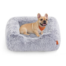 Feandrea Dog Bed, Dog Sofa Bed, 71 x 55 x 18 cm, with Soft Padding, Raised Edges, Removable and Machine Washable Cover, Non-Slip, Grey Ombr? PGW271G01
