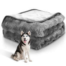 Nobleza Dog Blanket Large Washable 120x100cm, 400GSM Fluffy Bubble Fleece Pet Blanket, Premium Dog Blankets for Large Dogs and Cats, Reversible Ultra