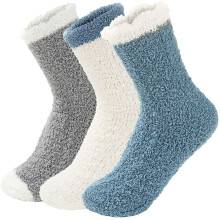 Warme und gemütliche Arbeitssocken 2024, Damen-Flauschsocken, kuschelige Winterhausschuhe, warme, weiche, dicke, bequeme Socken, 3 Paar Patchwork