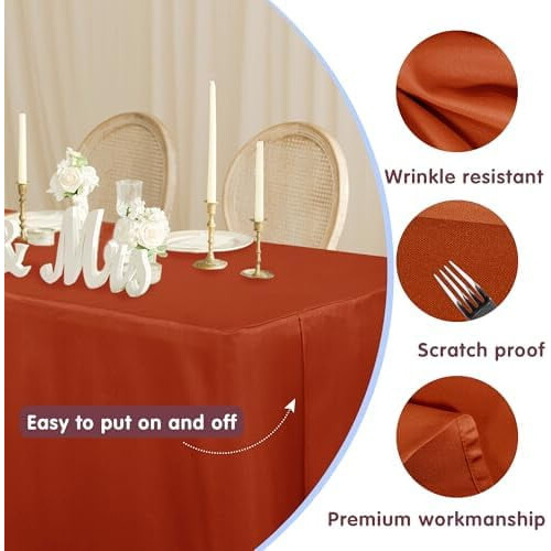 2 Pack Rust Fitted Square Tablecloths, 34" x 34" x 30" 1