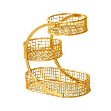 3-stöckiger Obstständer aus Metall, goldfarben