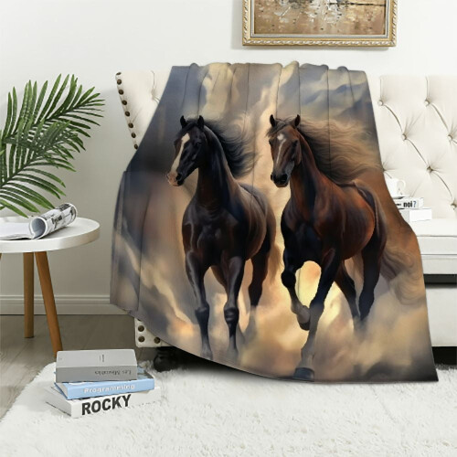 Κουβέρτα EastSmooth Gloping Horse Throw Δώρο για Κορίτσια Γυναικεία Φανελένια Αφράτα