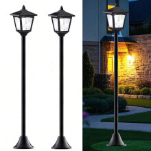 42" Vintage tredobbelt solcellelampe - justerbar mini gadelampe til udendørs have og græsplæne (pakke med 2)