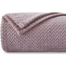 Super Soft Light Purple Throw Blanket – Silky Flannel Fleece, Leaves Pattern, 50"x60", All-Season Use