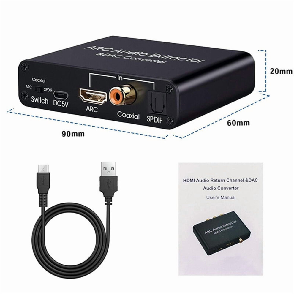 192Khz Arc Audio Extractor Dac Converter Coaxial Toslink(Optical) Arc To Coaxial Spdif L/R Rca 3.5Mm Stereo Jack Output 9152228210264