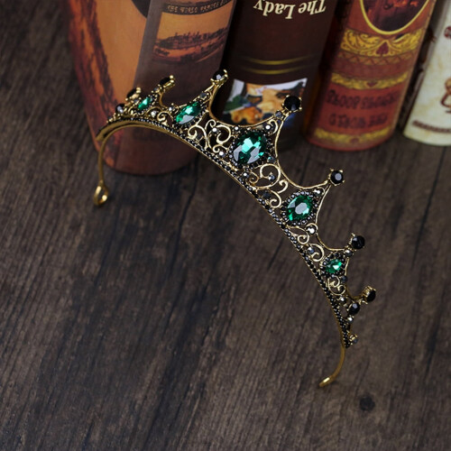Baroque Green Crystal Tiara Crown – Alloy 2