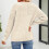 VERUGU Damenpullover Winter Einfarbig Rundhals Langarm Strickpullover Weiß Größe 4