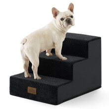COZY KISS Wide Dog Stairs for Small Dogs, Pet Steps for Bed Sofa Car, Non-Slip Dog Stair for Old Cats, Puppy, Small Medium Dogs (Black, 40x45x35cm, 3)