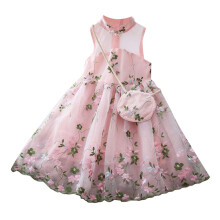Robe d'été fleurie pour bébé fille, sans manches, en dentelle, broderie florale, tulle, style princesse, pour enfants de 2 à 3 ans