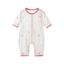 Grenouillère pour nouveau-né fille, combinaison fine à manches trois-quarts climatisée, pyjama/combinaison d'escalade, rose, 2-4 mois