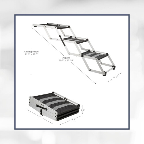 Trixie Trixie 3-Step Folding Steps, Aluminium/Plastic/Tpr, Width 37 cm/Height Up To 57 cm/De 2