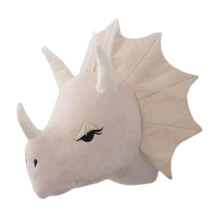 3D Cartoon Dinosaur Head Wall Hanging Mount, Super Soft Toys, Animals Head Beige